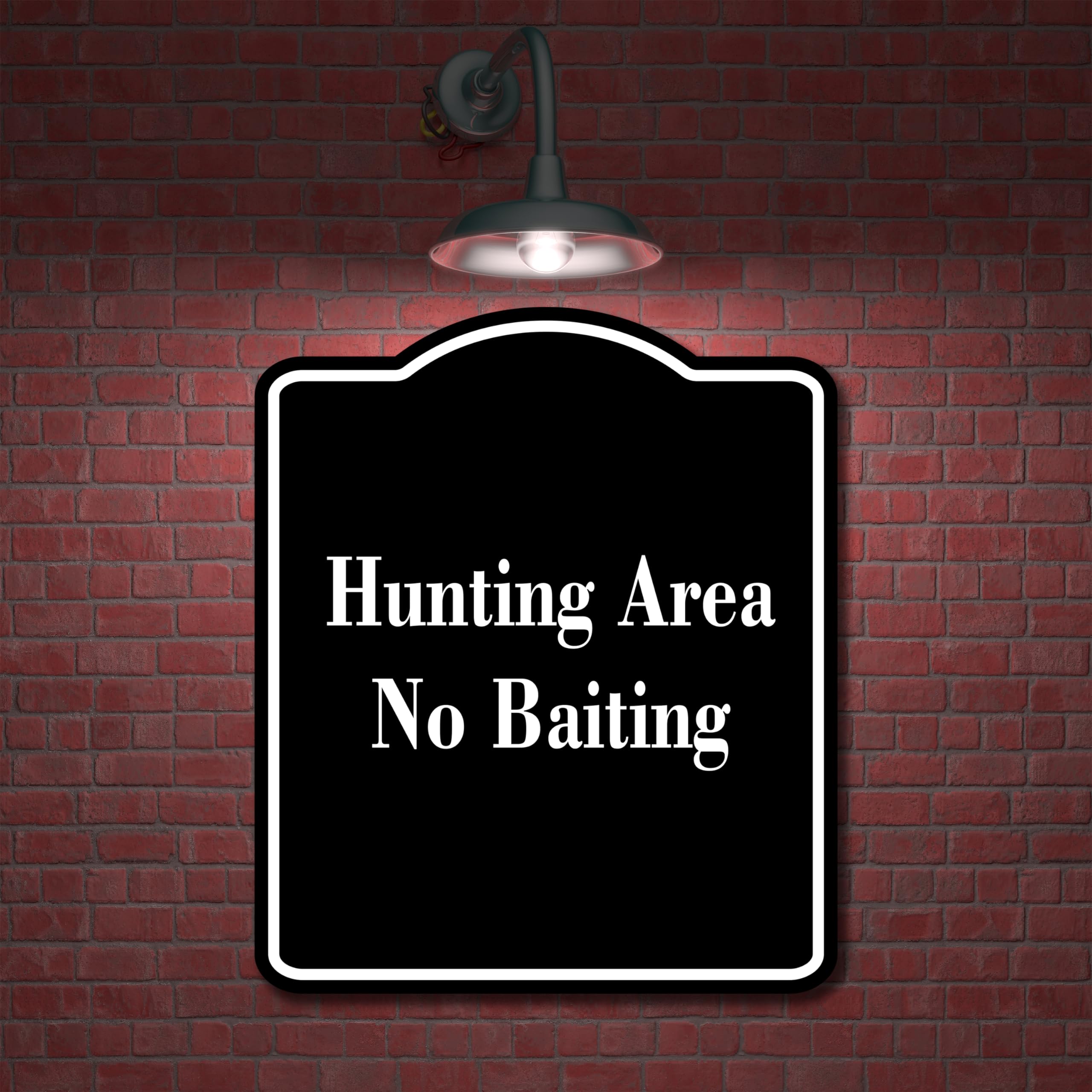 Hunting Area No Baiting BLACK Aluminum Composite Sign 8.5''x10''
