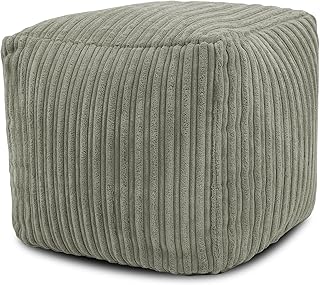 Jumbo Cord Footstool Bean Bags | Corduroy Ottoman Footrest Modern Home Living Room Bedroom Stylish & Durable Ergonomic Design | Jumbo Cord Foot Rest Pouffe (Square (40cm x 40cm x 40xm), Mink)
