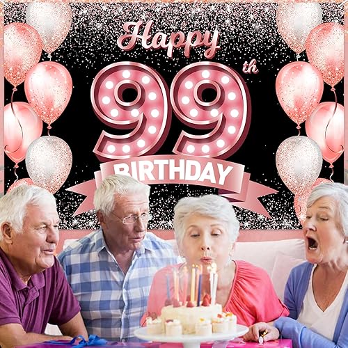 Vista 145 de Happy 21st Birthday Rose Gold Banner Backdrop Cheers to 21 Years Old Confetti Balloons Theme Decor Decorations for Women 21 Years Old Pink Birthday