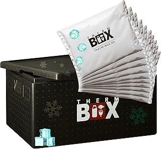 THERM BOX Grande boîte en polystyrène professionnelle avec bloc réfrigérant pour glacière, boîte de transport, récipient isotherme réutilisable