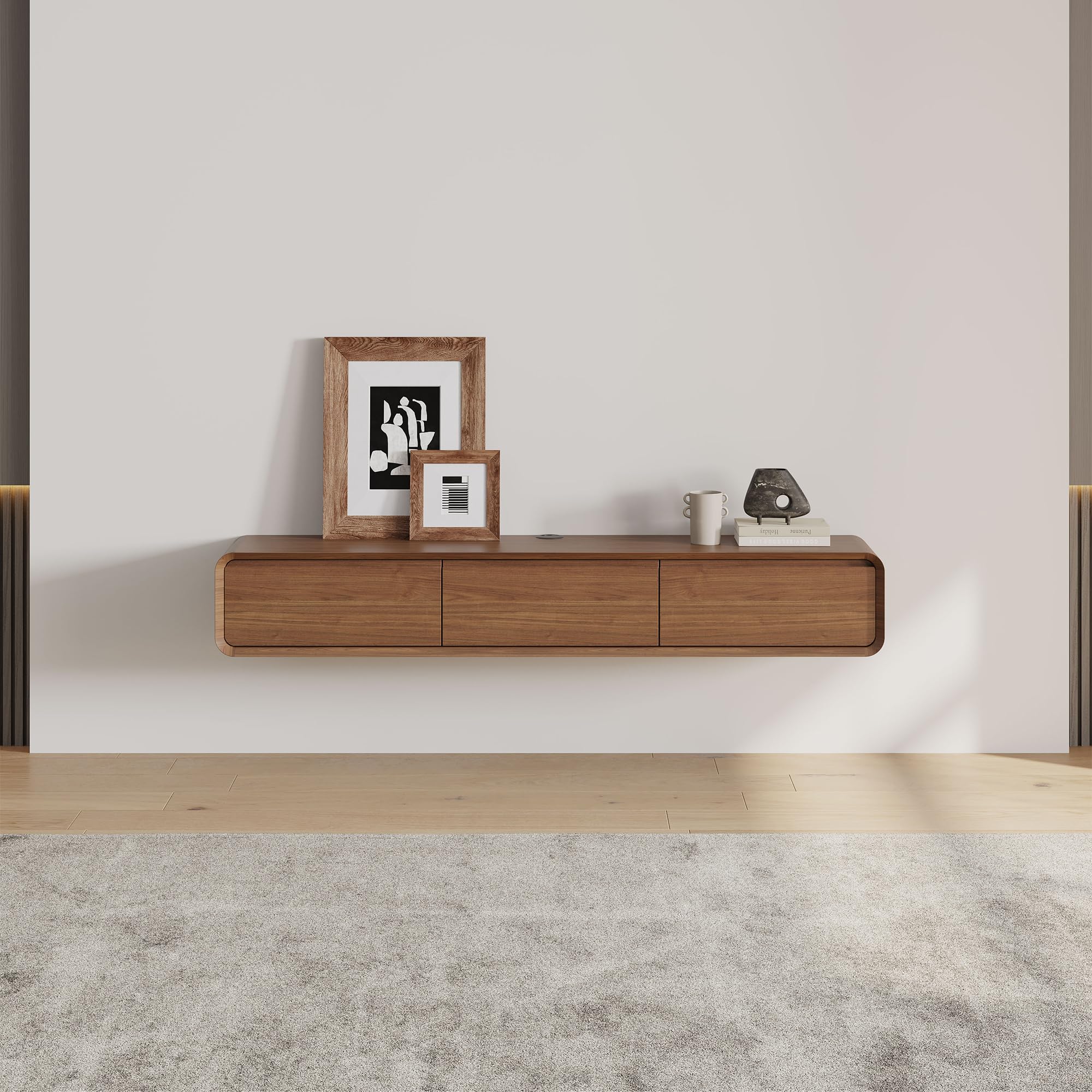 POVISON Schwebender TV-Schrank 160cm - Modernes Lowboard Mit Beleuchtung