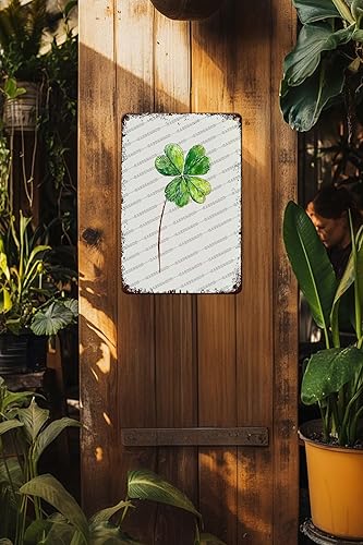 Miniatura 5 de HARIKUIYIN Letrero de metal retro divertido con trébol de cuatro hojas, decoración artística de buena suerte, decoración verde de naturaleza, vida