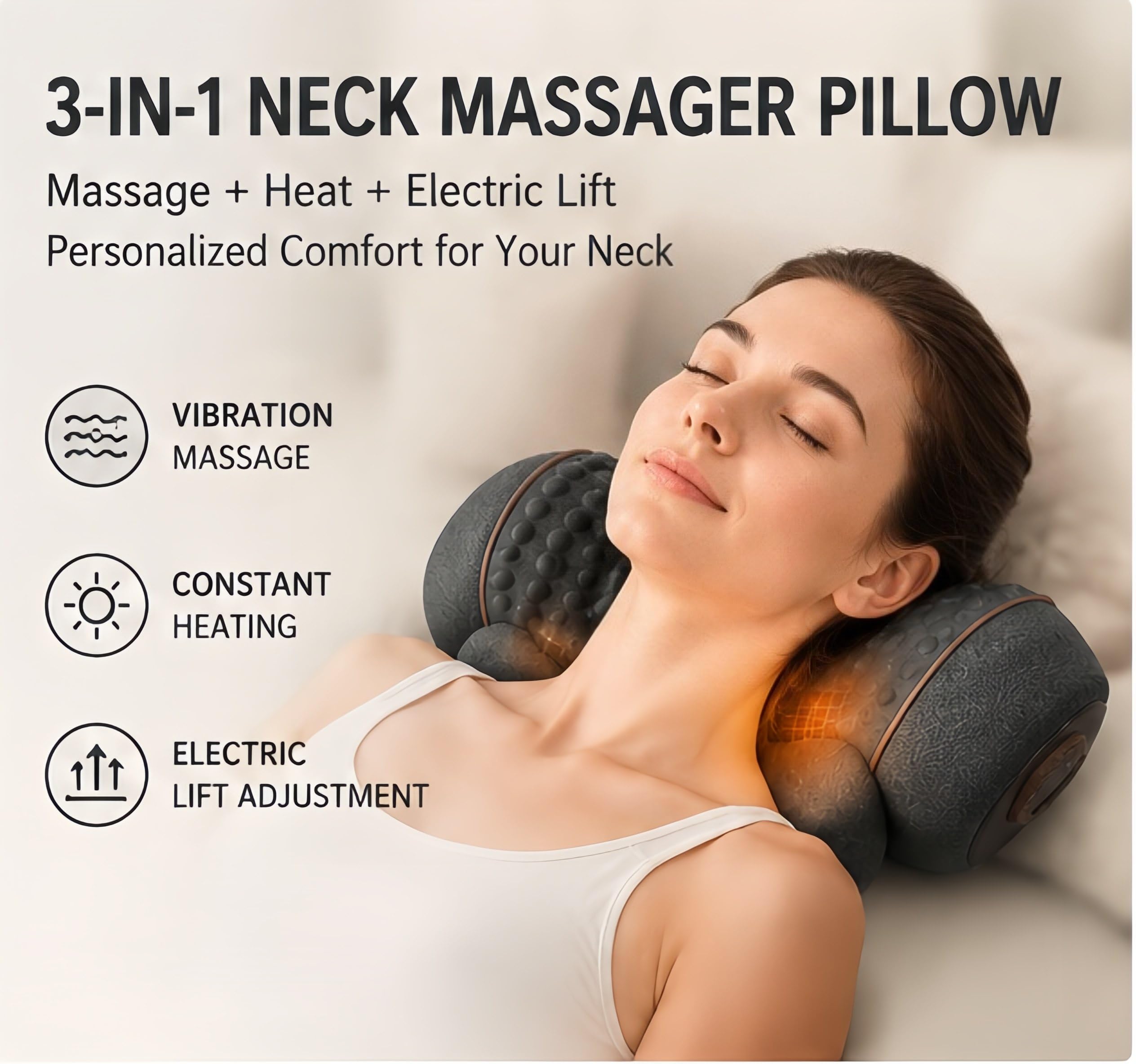 Massaggiatore Cervicale 3 In 1, Cuscino Massaggiante Riscaldato