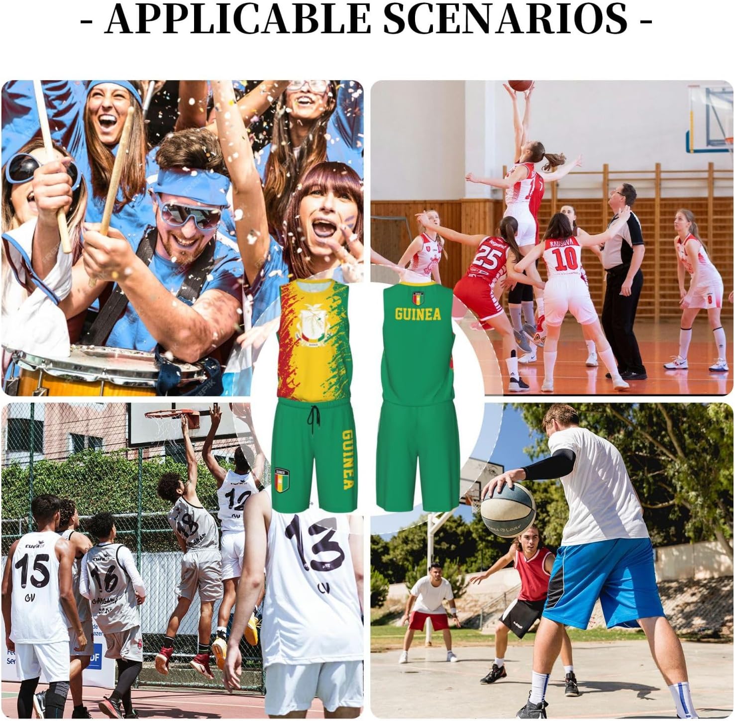 Guinea Flag Grain (3) Basketball Jersey Uniform Suit for Men Adults Training Athletic Set