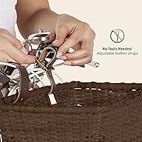 Vista 3 de Retrospec Cesta Toto rectangular tejida con correas de cuero auténtico y hebillas de latón