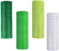Vista 14 de 4 rollos de cinta de malla decorativa para decoración de coronas, 10 pulgadas x 30 pies, rollo de malla decorativa de Navidad, suministros
