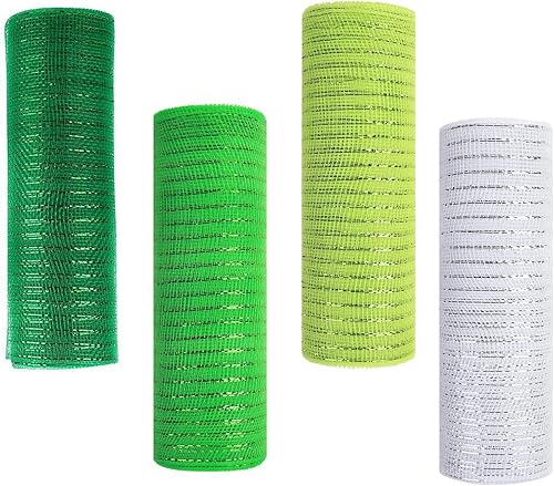Miniatura 14 de 4 rollos de cinta de malla decorativa para decoración de coronas, 10 pulgadas x 30 pies, rollo de malla decorativa de Navidad, suministros