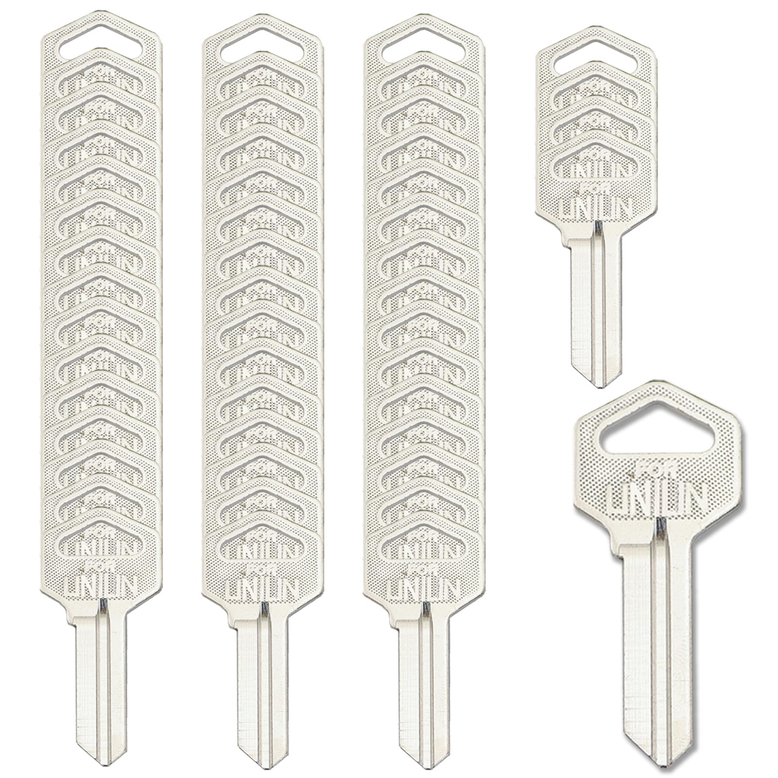 DERJDISF Empty Key - Brass Replacement Tool with 2 Slots 27 mm Length, Uncut - Pack of 50