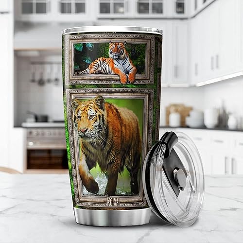 Miniatura 10 de KOIXA Vaso de acero inoxidable con tapa de 20 onzas con estampado de animales de granja ecuestre de 20 onzas ideas de regalo de marido regalo