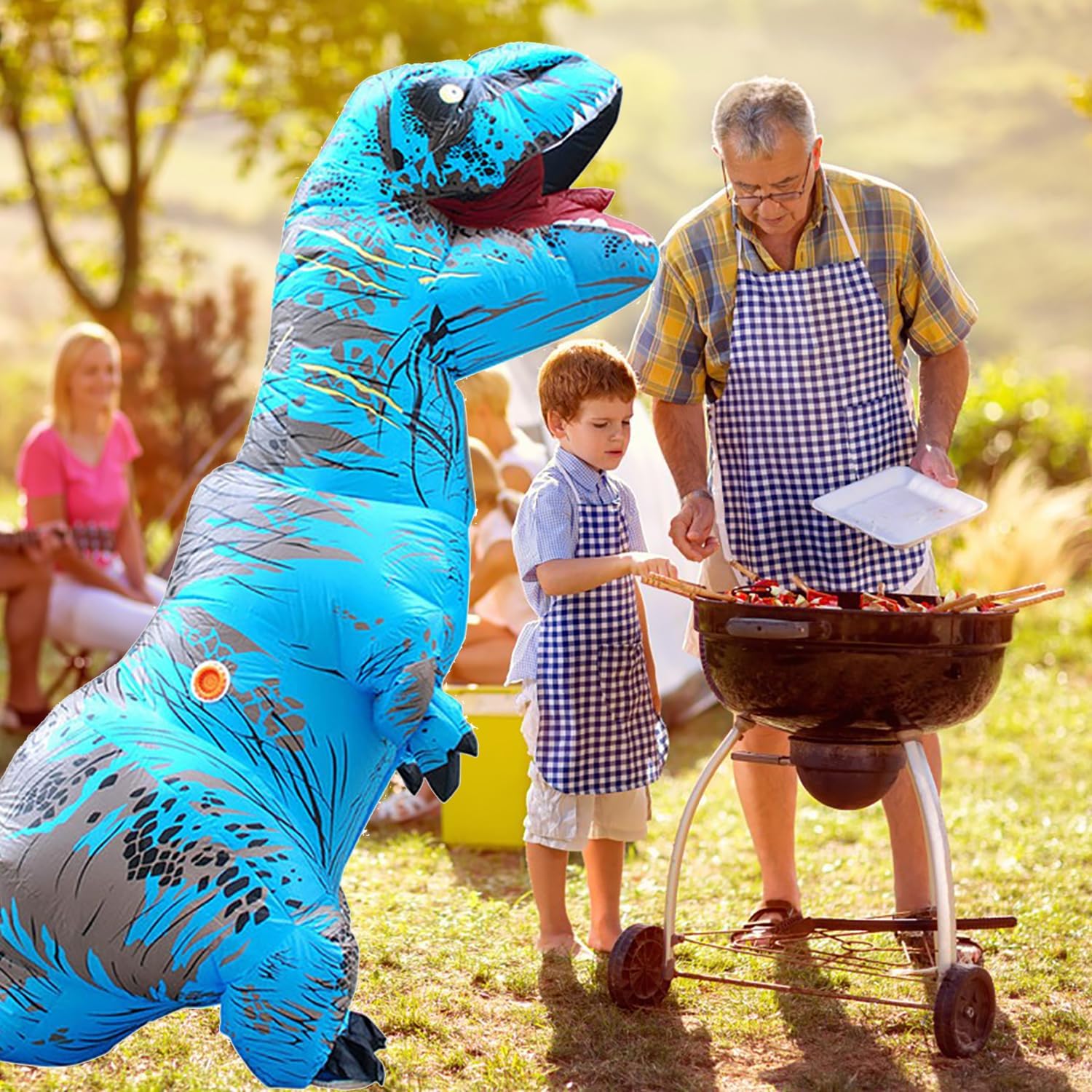 Funny Inflatable Dinosaur Costume for Adult and Kids,Blow Up Dinosaur Costume for Halloween Cosplay Party - Image 4