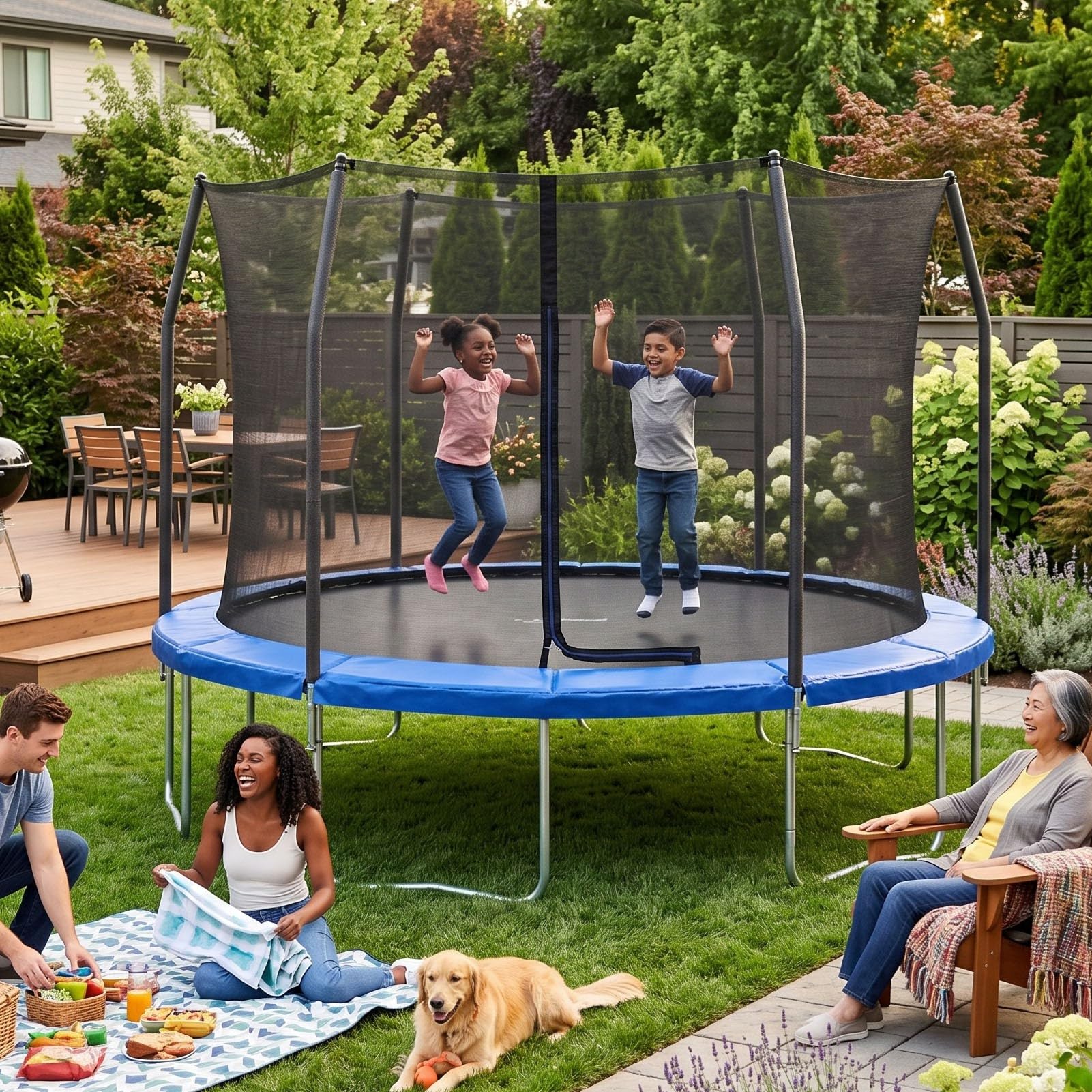 XUMIUZIY 12-stopowy Okrągły Pad Ochronny do Trampoliny, Pokrywa na Sprężyny