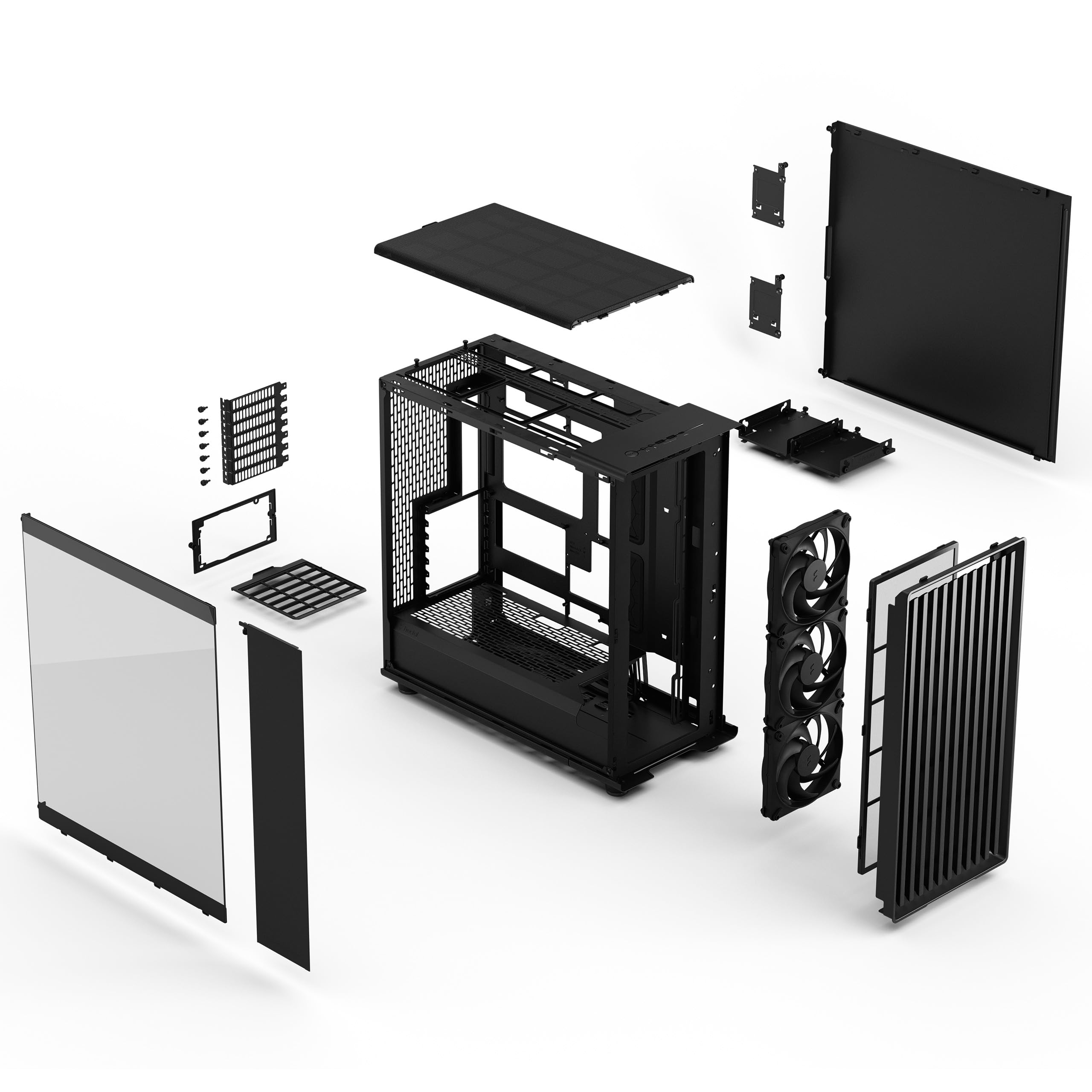 Fractal Design North XL Momentum Black - Glass Side Panel - Genuine Blackened Oak Wood Front - High Airflow PC Gaming Case - Three powerful 140mm Momentum Fans Included - ATX/E-ATX Support