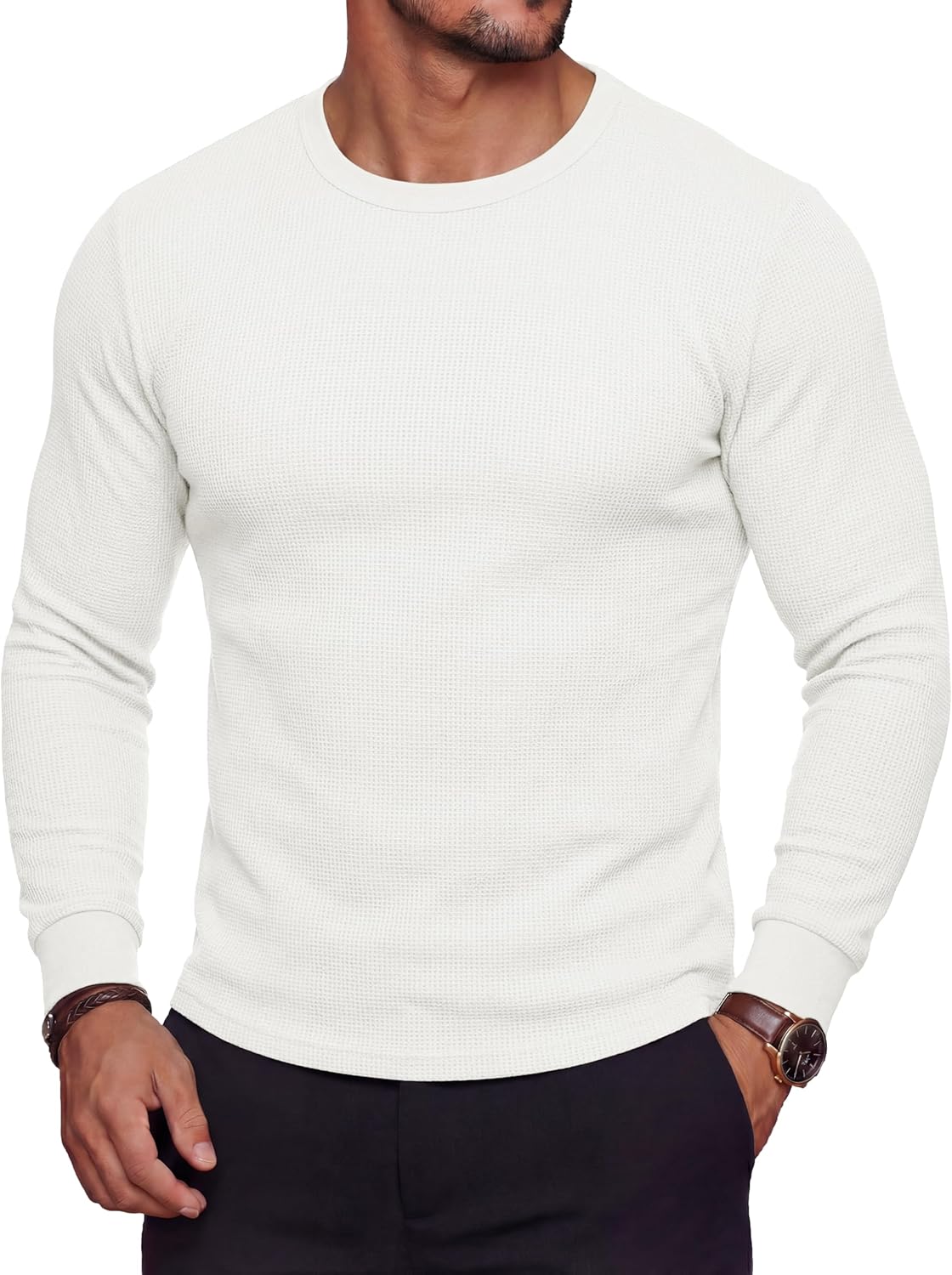 MAGCOMSEN Men's Thermal Shirts Long Sleeve Waffle Underwear Top Cold Weather Base Layer Winter Warm Undershirts