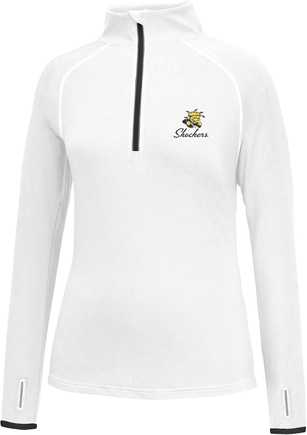 J. America NCAA Womens Script Logo Power Through Poly 1/2 Zip Sweater : Clothing