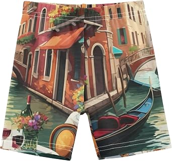 Joisal Under Dress Shorts Print Cotton Girls Biker Shorts Toddler 4t Kids Clothing Romantic Venetian Canal Scene Gondolas