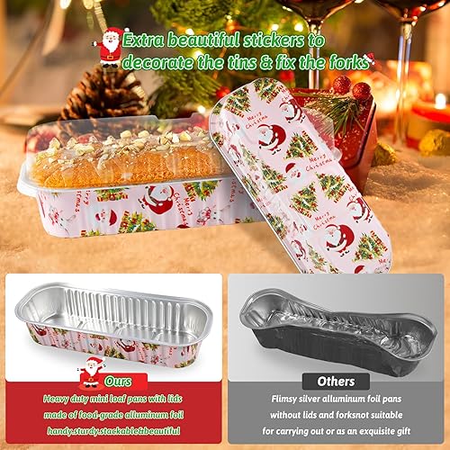 Miniatura 10 de QUIETART Paquete de 100 mini moldes de papel de aluminio con tapas tazas rectangulares para hornear de 68 onzas latas desechables para hornear mini