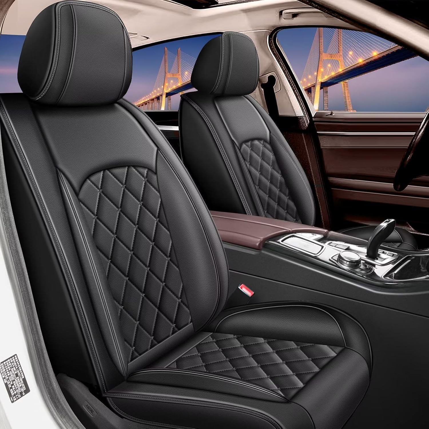 Full Set Car Seat Cover Fit for Toyota Camry 2012-2025 | Waterproof Luxury Leather Seat Covers Protector | Compatible with Airbag & Easy to Install | Automotive Accessories (5 Seats, Black) #088 Black Full Set