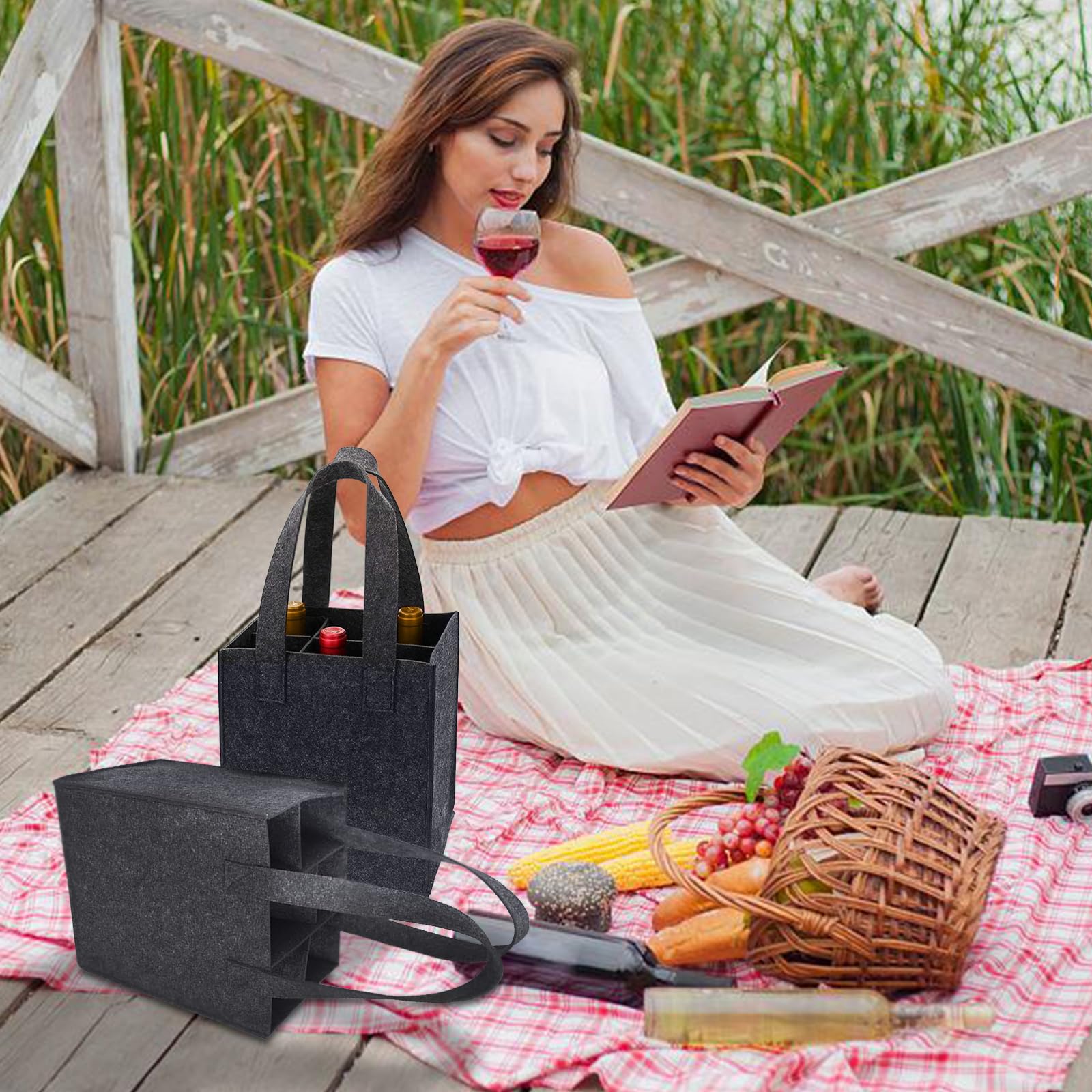 YWKJDDM Sac En Feutre Pour Bouteille De Vin - Pour 6 Bouteilles