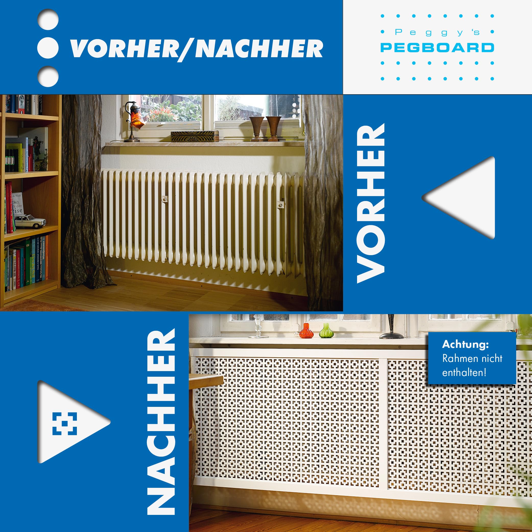 Décor MALAGA MDF Lochplatte Made in Germany 122 x 61 cm für Heizkörperverkleidung Türverkleidung Lüftungsgitter Windschutz