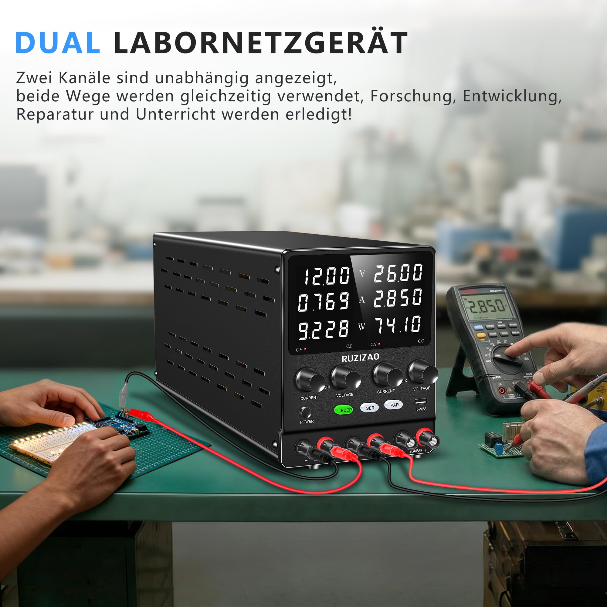 Dual Labornetzteil 30V 10A Seriell Parallel Einstellbares Labornetzgerät 60V 10A/30V 20A Encoder Einstellung DC Regelbar Netzgerät Dual Spannung Aktuell Vier in Einem Labor-Gleichstromnetzteil