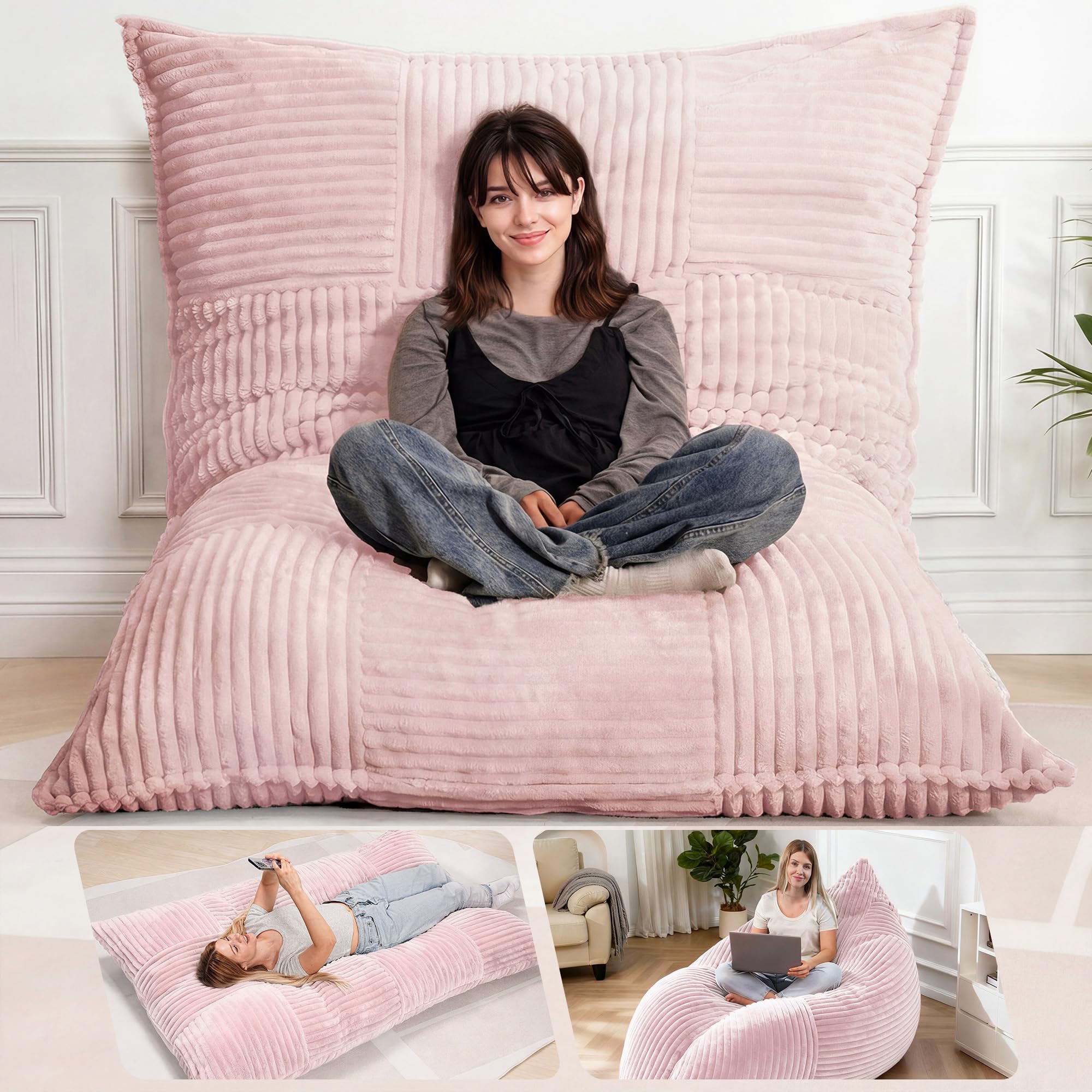 Amazon.com: HOMRELEXA Giant Bean Bag Chair, 3-in-1 Convertible