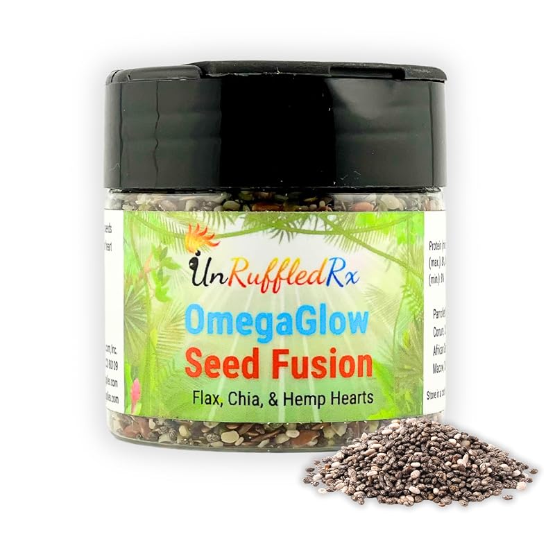 Suplemento para Aves UnRuffledRx OmegaGlow com Chia, Linhaça e Cânhamo 56 g