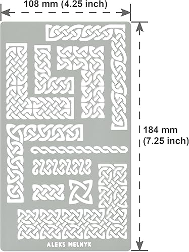 Miniatura 4 de Aleks Melnyk No.36.1 Plantilla de borde pequeño para álbumes de recortes, nudo celta, vikingo adornado, plantilla de diario de acero inoxidable,