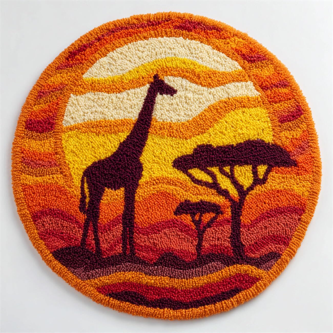 Kitquiver Latch Hook Rug Kits Giraffe and Big Tree 60x60cm
