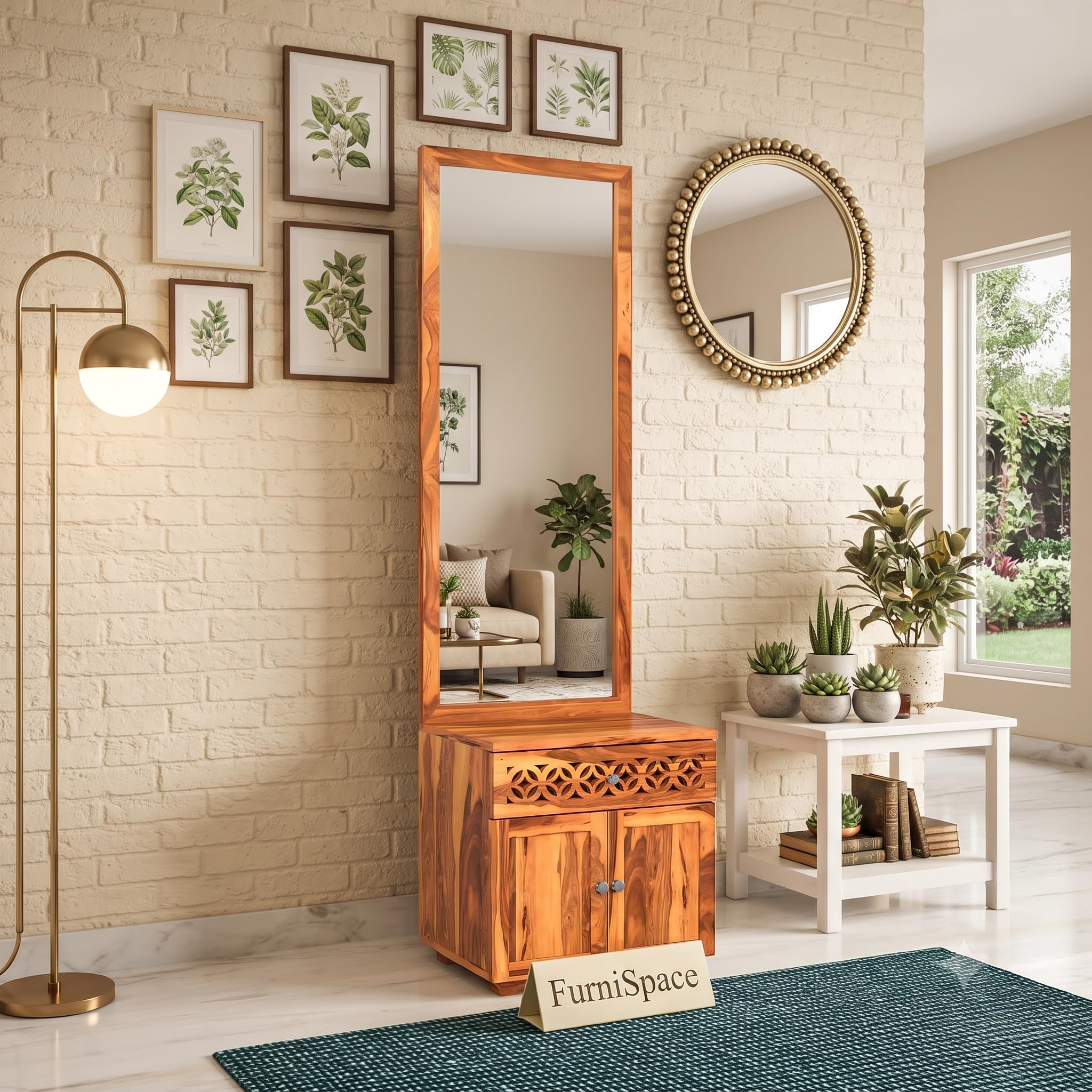 Sheesham Wood DressingTable with Mirror and Storage Premium Vanity Table Luxury Modern Dressing Table Design (Honey 3)-picture-29