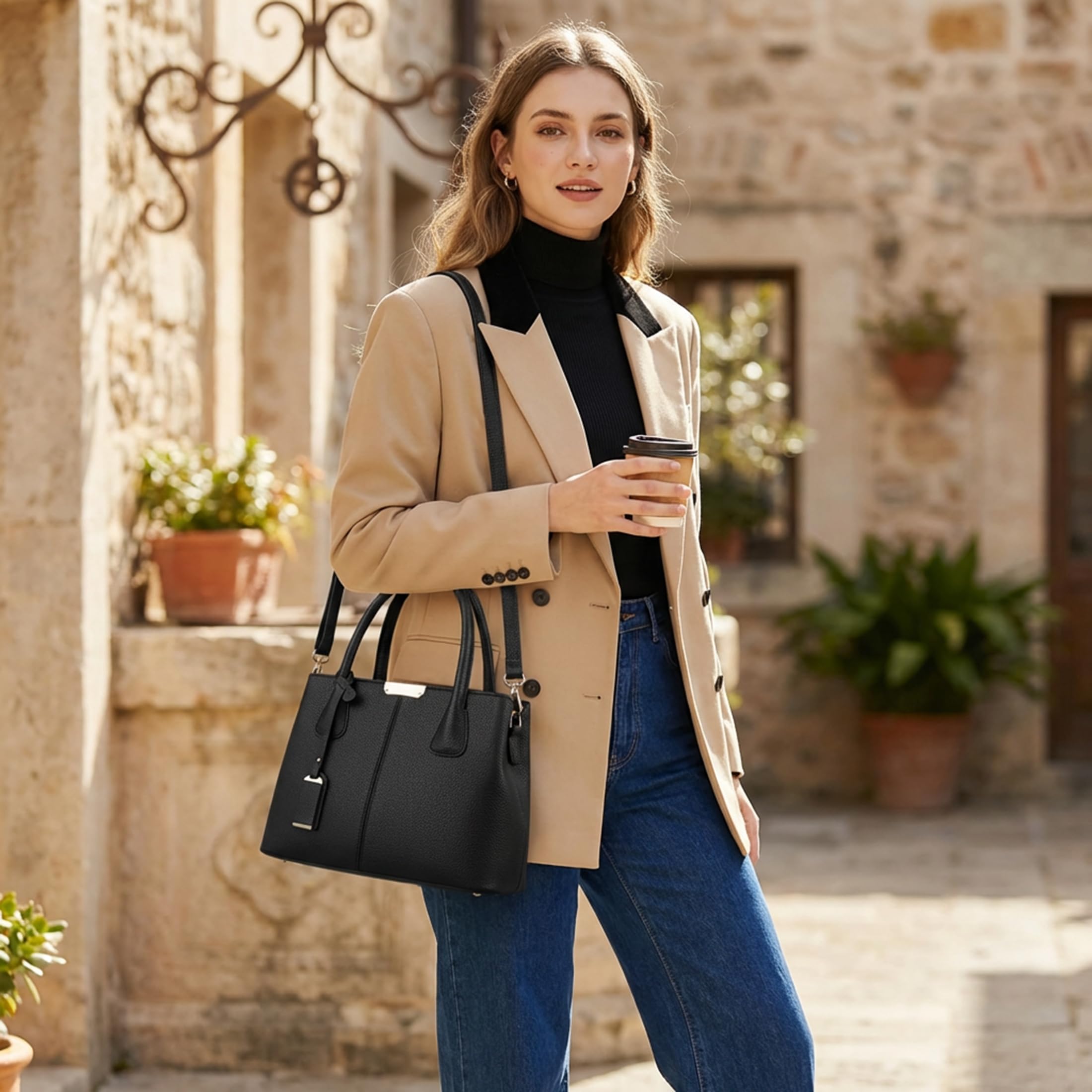 VARLIVOO Elegante Donna Borsa Delle Donne Borse a Mano Borse a Spalla Con Tracolla Regolabile Borsa Tote Impermeabile PU Pelle Borsa