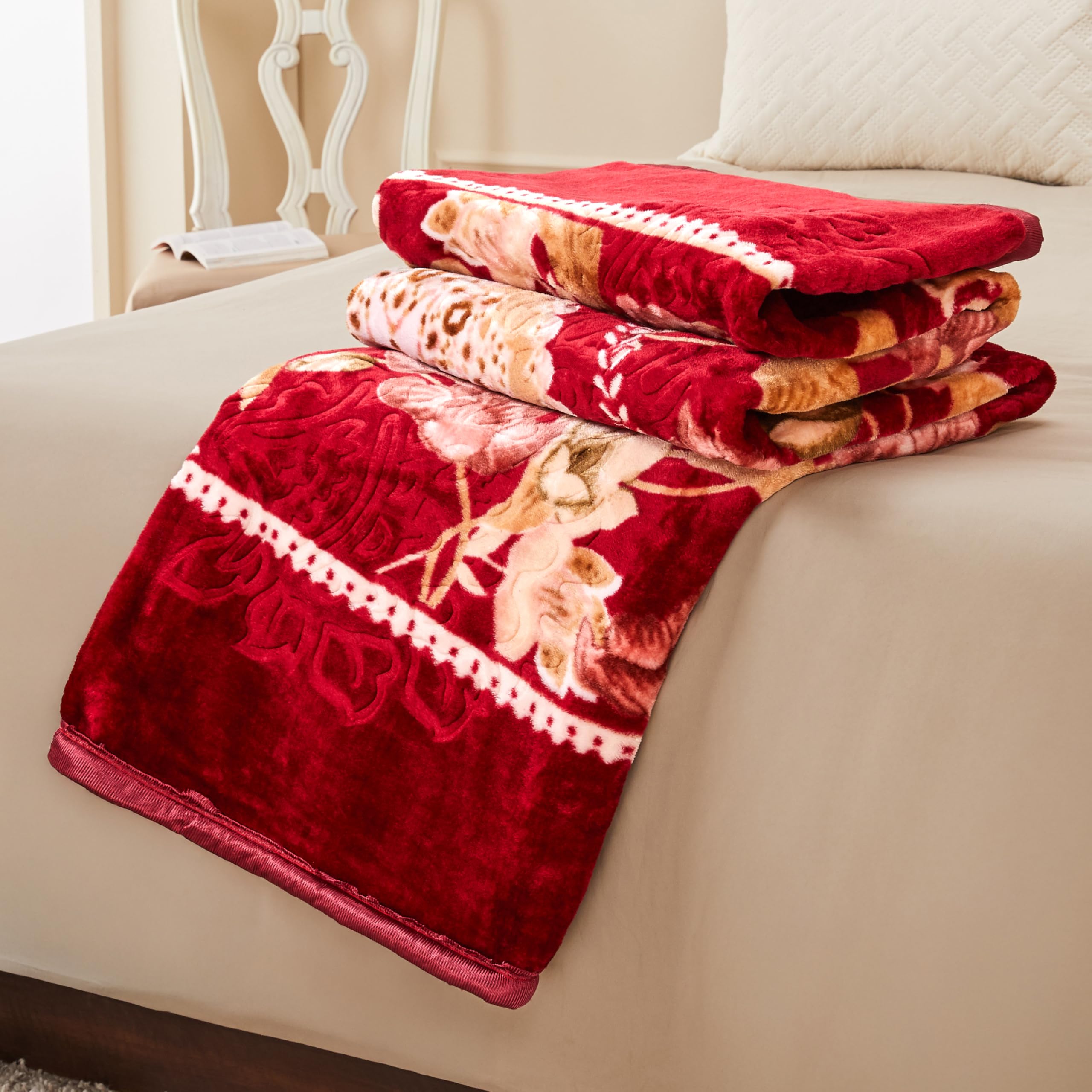 Buy amazon basics Double Bed Sized Mink Blanket (Maroon), 425 Tc