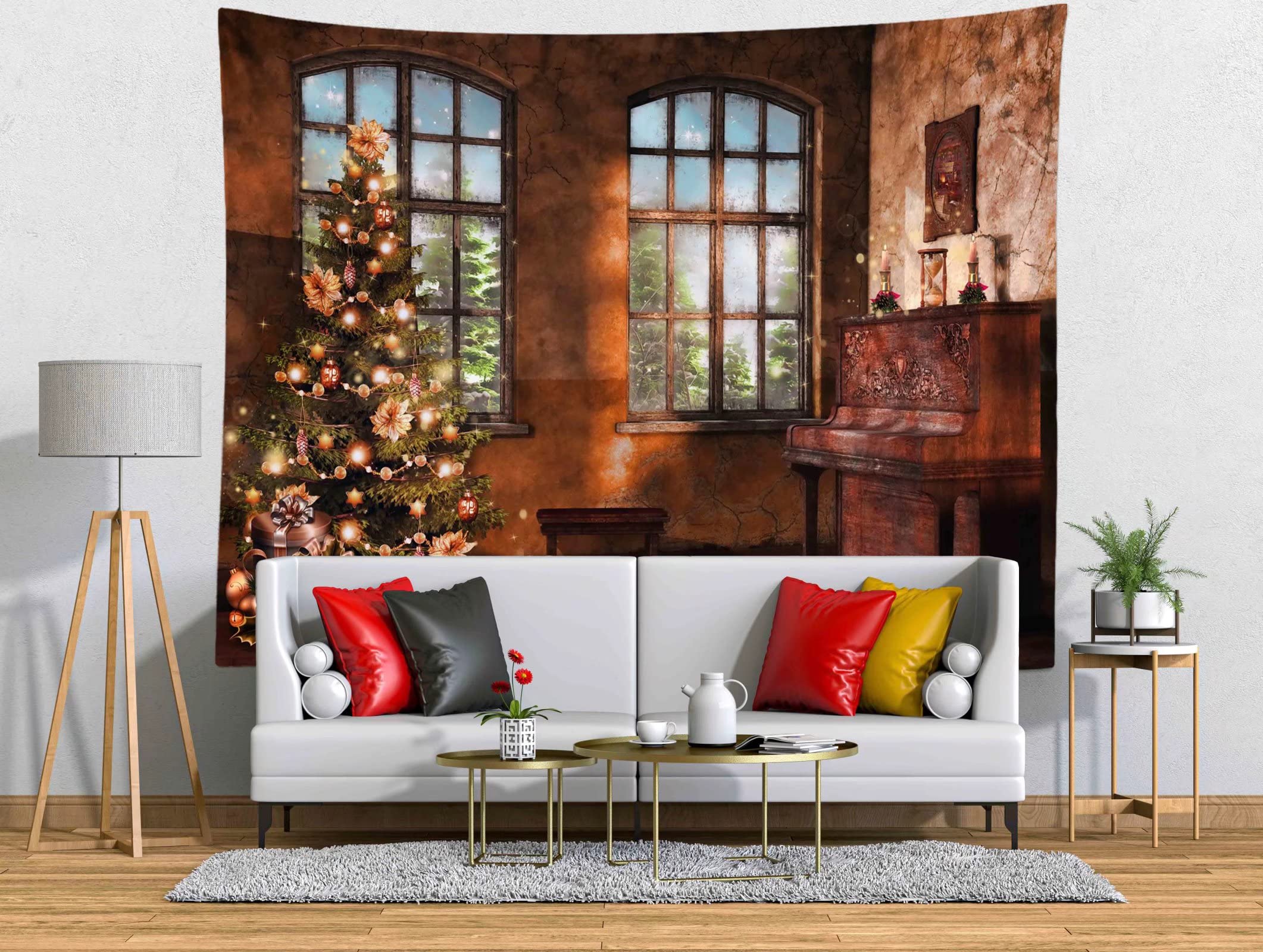 Amazon.co.jp: Loccor 5x3フィート クリスマス写真背景 ビンテージ