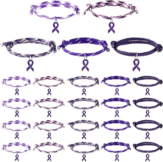 Amazon.com: Tondiamo 30 Pcs Purple Ribbon Awareness Bracelets Bulk ...