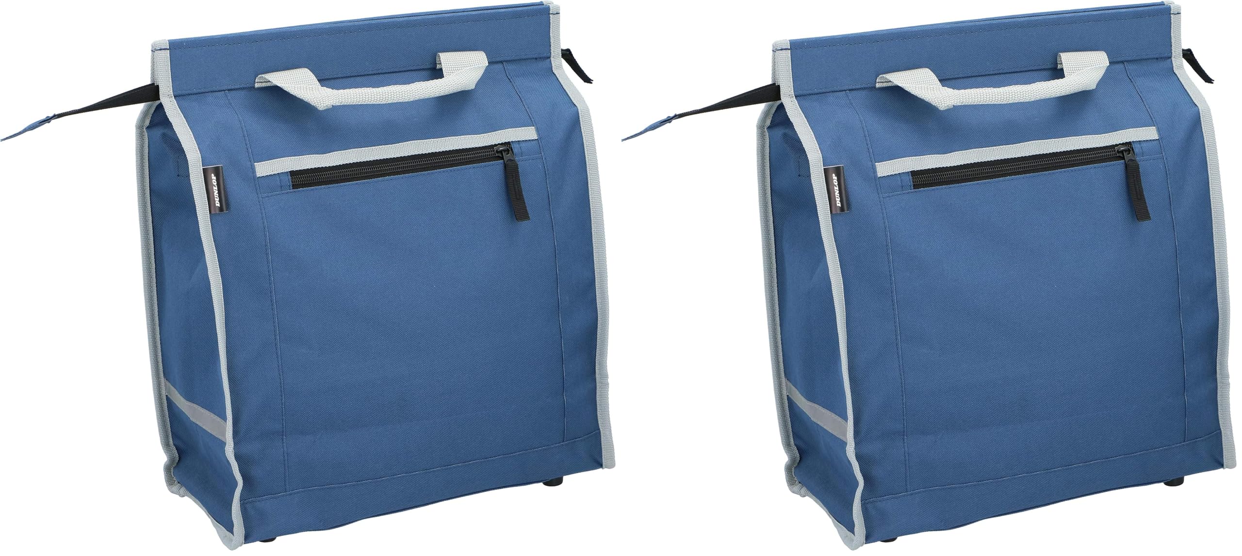 DUNLOP - Fahrradtasche - wasserdichte Gepäckträgertasche mit Fluoreszierenden Streifen - 20L und 34 x 15 x 38 cm - Blau (Packung mit 2)