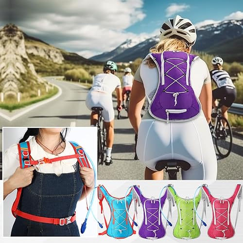 Miniatura 7 de Chunful Mochila de hidratación con vejiga de agua de 2 L, mochila de hidratación ligera para mujeres y adolescentes, mochila de agua al aire libre