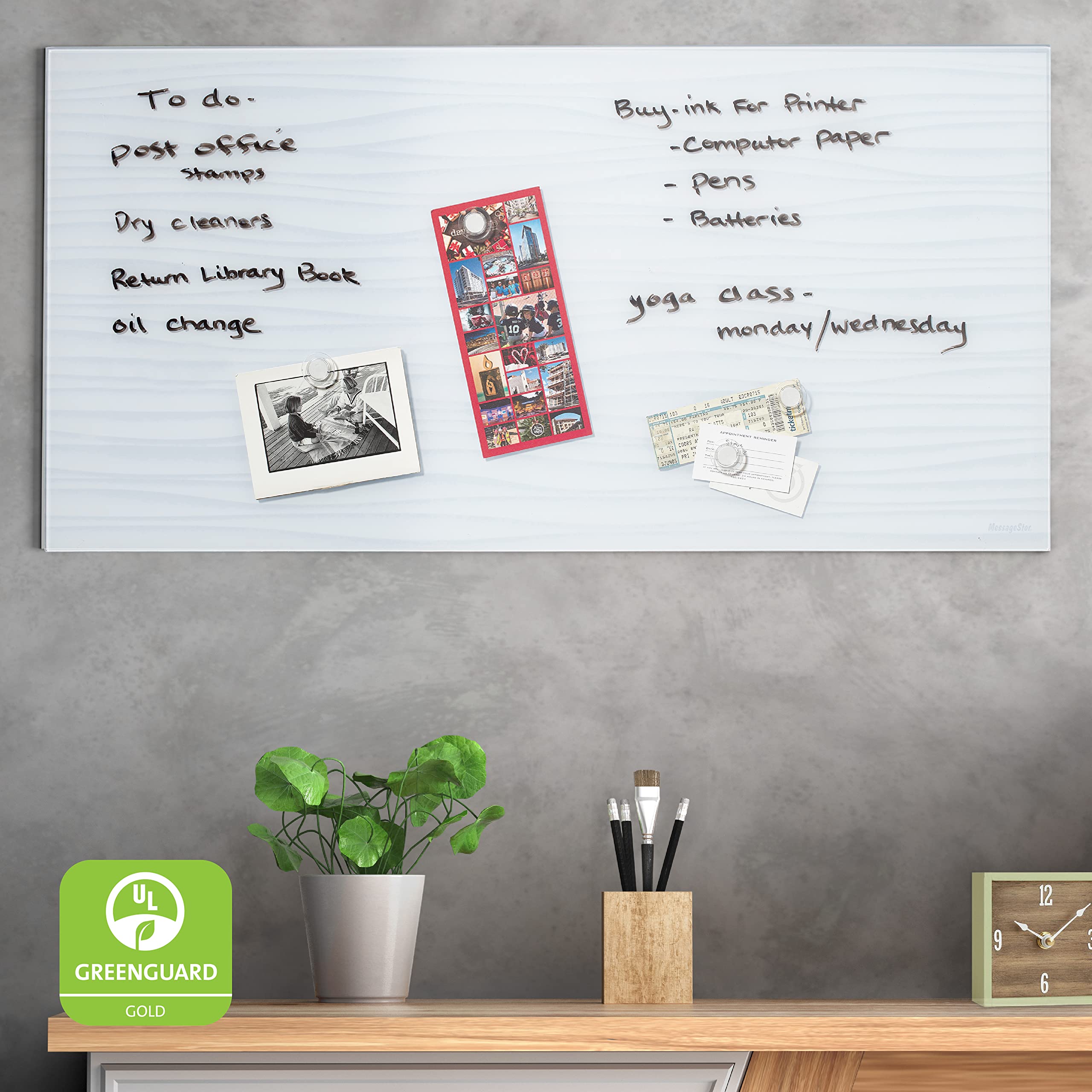 ECR4Kids MessageStor DryErase Glass Board with 18in