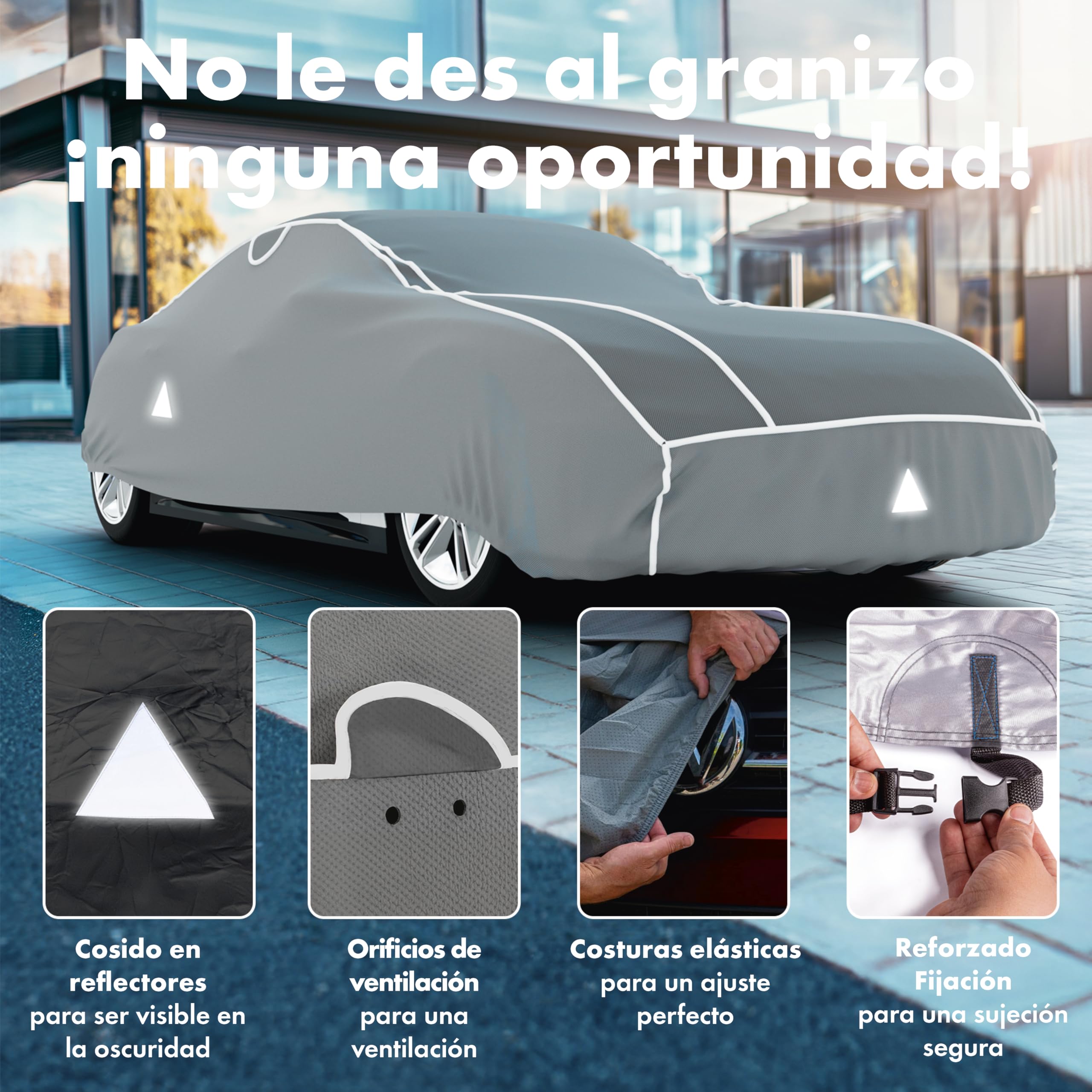 WALSER Premium Funda antigranizo para el Coche Hybrid UV Protect, Galardonado Muy Bueno* Funda Impermeable y Resistente a los Rayos UV, Certificado por TÜV Austria* Lona para Coche Talla 3