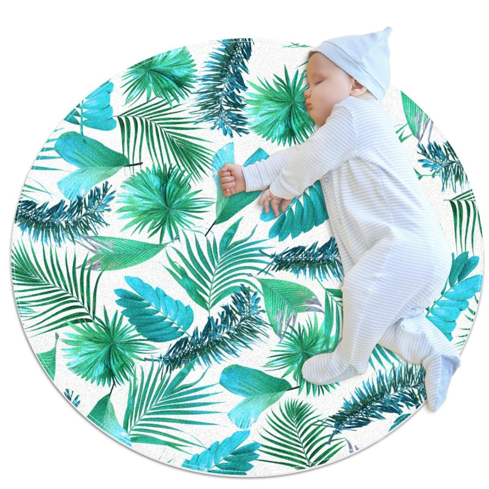 Tapis de bain tropical vert pour chambre d'enfant et pied de canapé