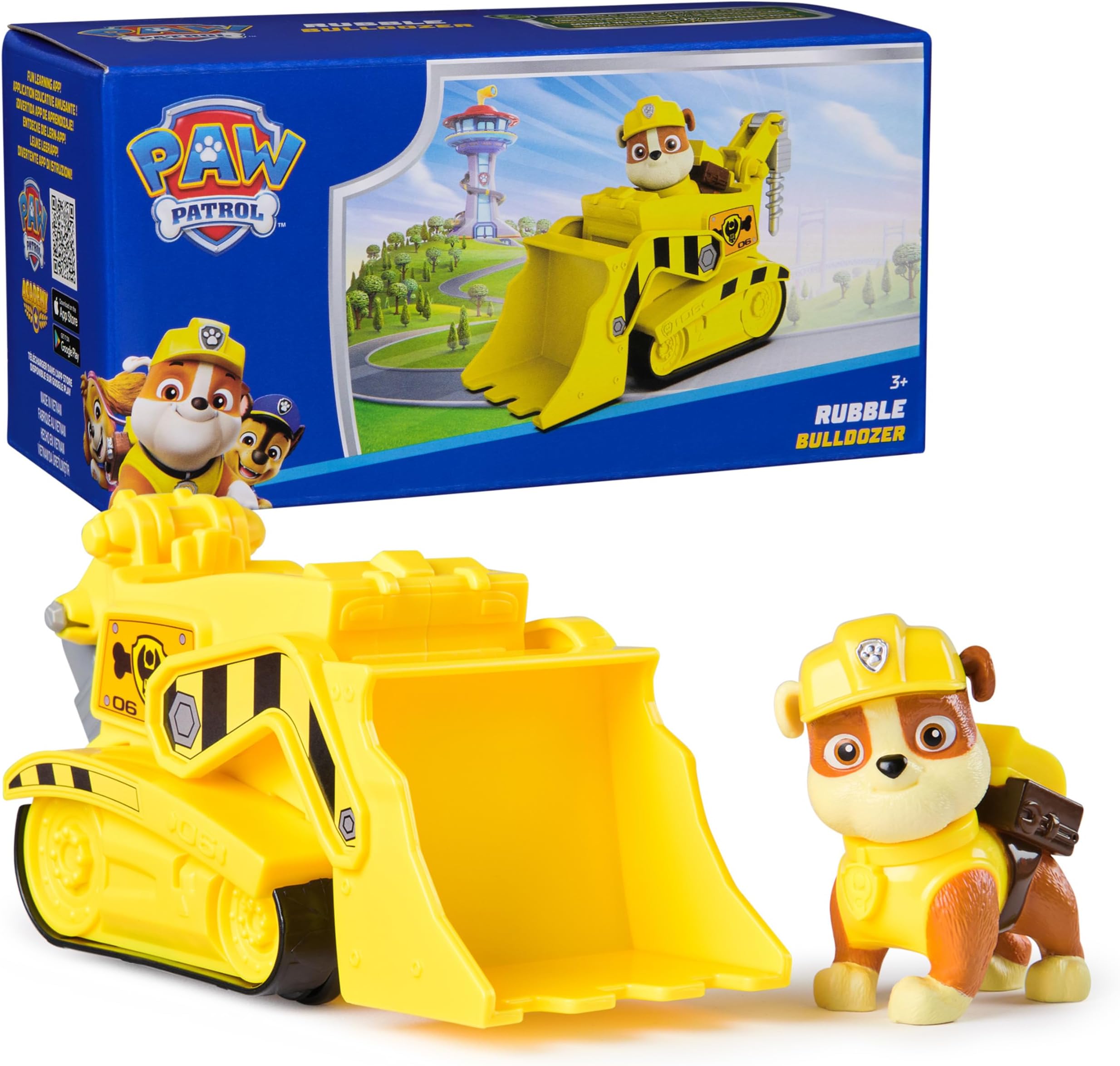Rubble’s Bulldozer Toy Truck with Collectible Action Figure, Sustainably Minded Kids Toys for Boys & Girls Ages 3 and Up