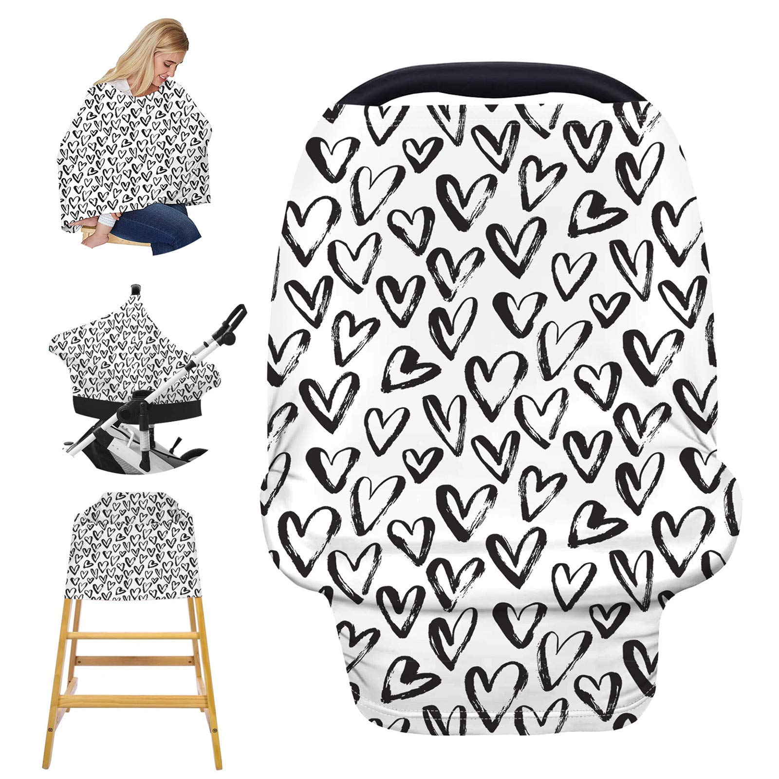 Nursing Cover for Breastfeeding, Stretchy Car Seat Cover for Babies, Soft Breathable Breastfeeding Cover, Stroller Covers, Shopping Cart Cover, Multi-Use High Chair Cover, Baby Shower Gifts