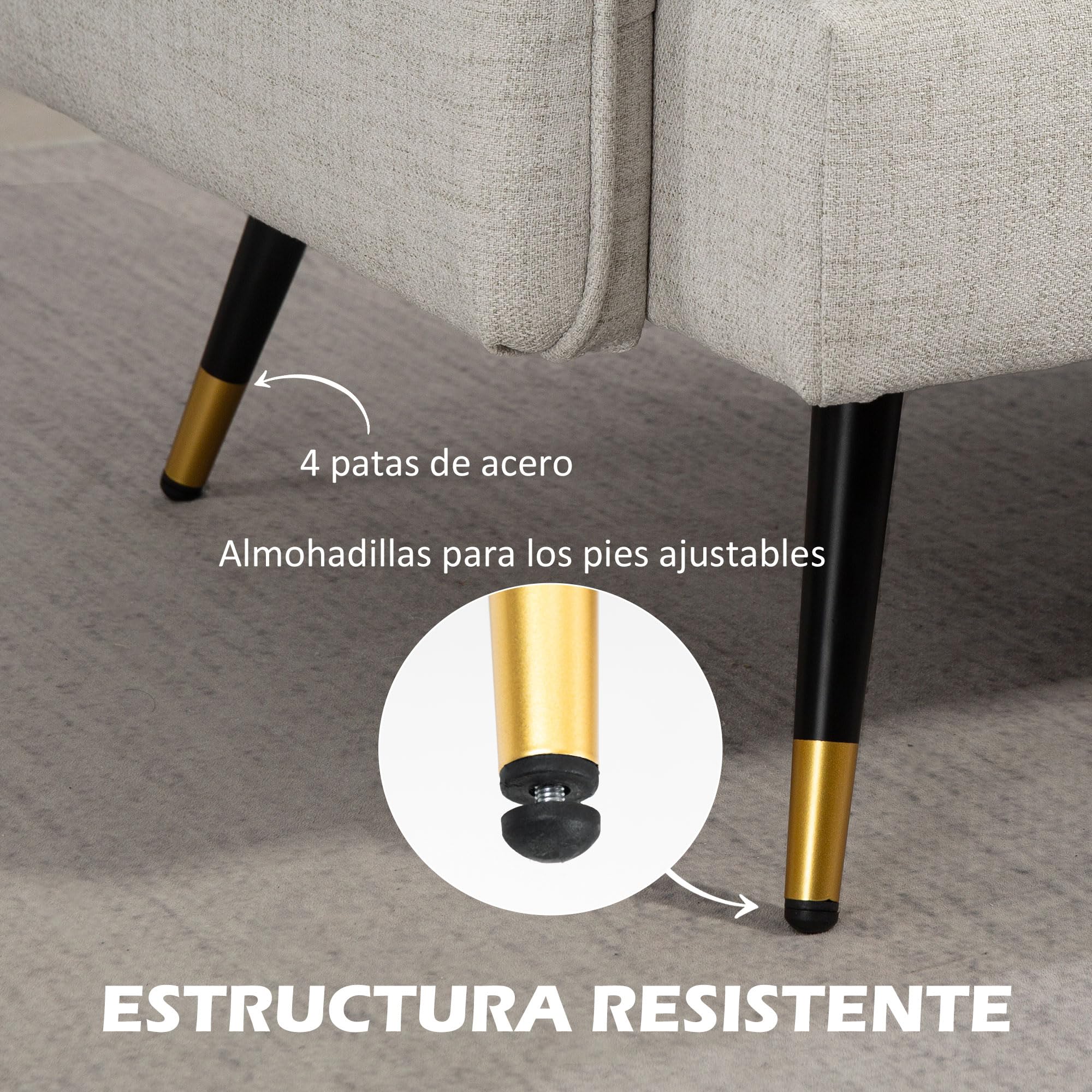 HOMCOM Sofá de 2 Plazas Tapizado en Lino Sofá de Salón 139 cm con Cojines Reposabrazos y Patas de Acero para Dormitorio Oficina Carga 240 kg Crema