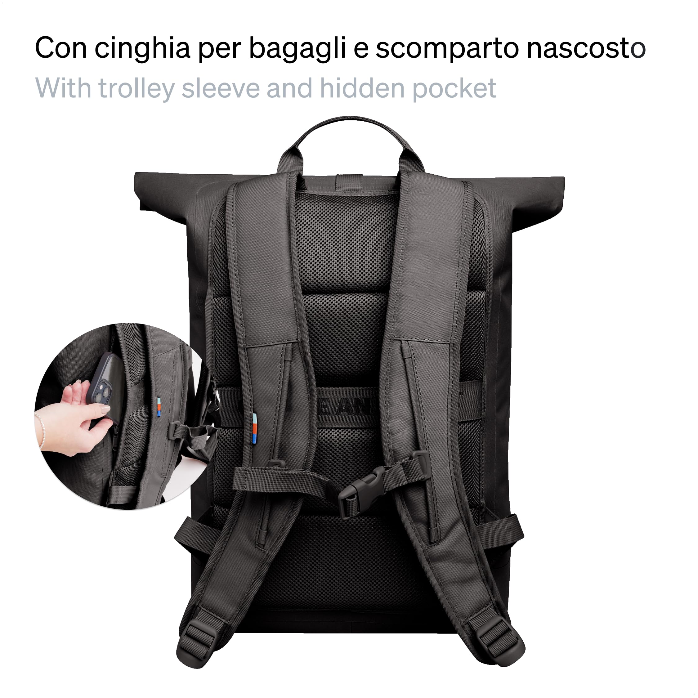 GOT BAG Zaino Rolltop Lite in plastica Ocean Impact | Zaino impermeabile con borsa rimovibile per laptop da 15" | capacità di riempimento 26 litri