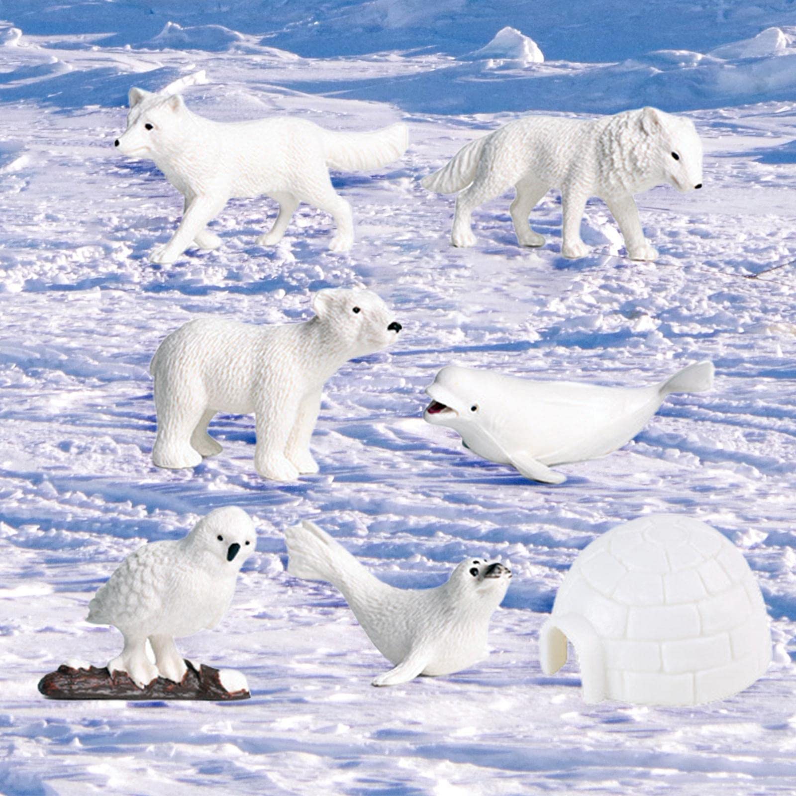 6X Modello di Animali Artici Statue in Miniatura Giocattoli di Plastica per Bambini Regalo Scaffale Decorazione