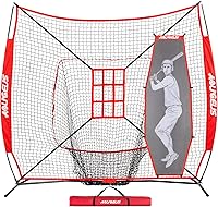 Vista 1 de 7'X7' Baseball Softball Practice Net,Pitching Net,Batting Net,with Baseball Tee,Bonus Strike Zone and Bow Frame,for Hitting,Pitching, Catching