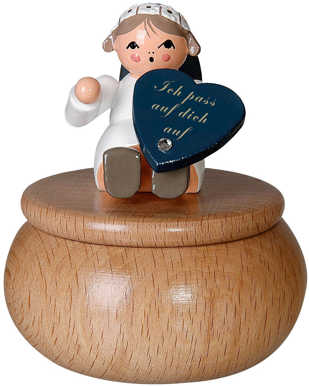 Pot orné d'un Ange Gardien KWO 75667 statuette en bois 6 cm