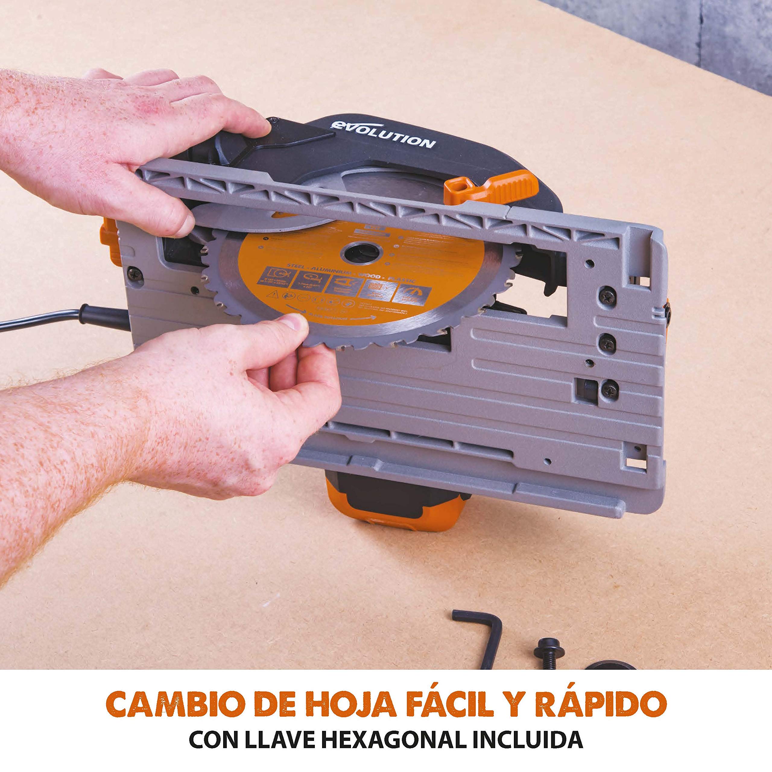 EVOLUTION POWER TOOLS R185CCSX Sierra Circular multimaterial Compatible (Paquete de combinación 1020 mm con guía incluida), 230 V, 185 mm