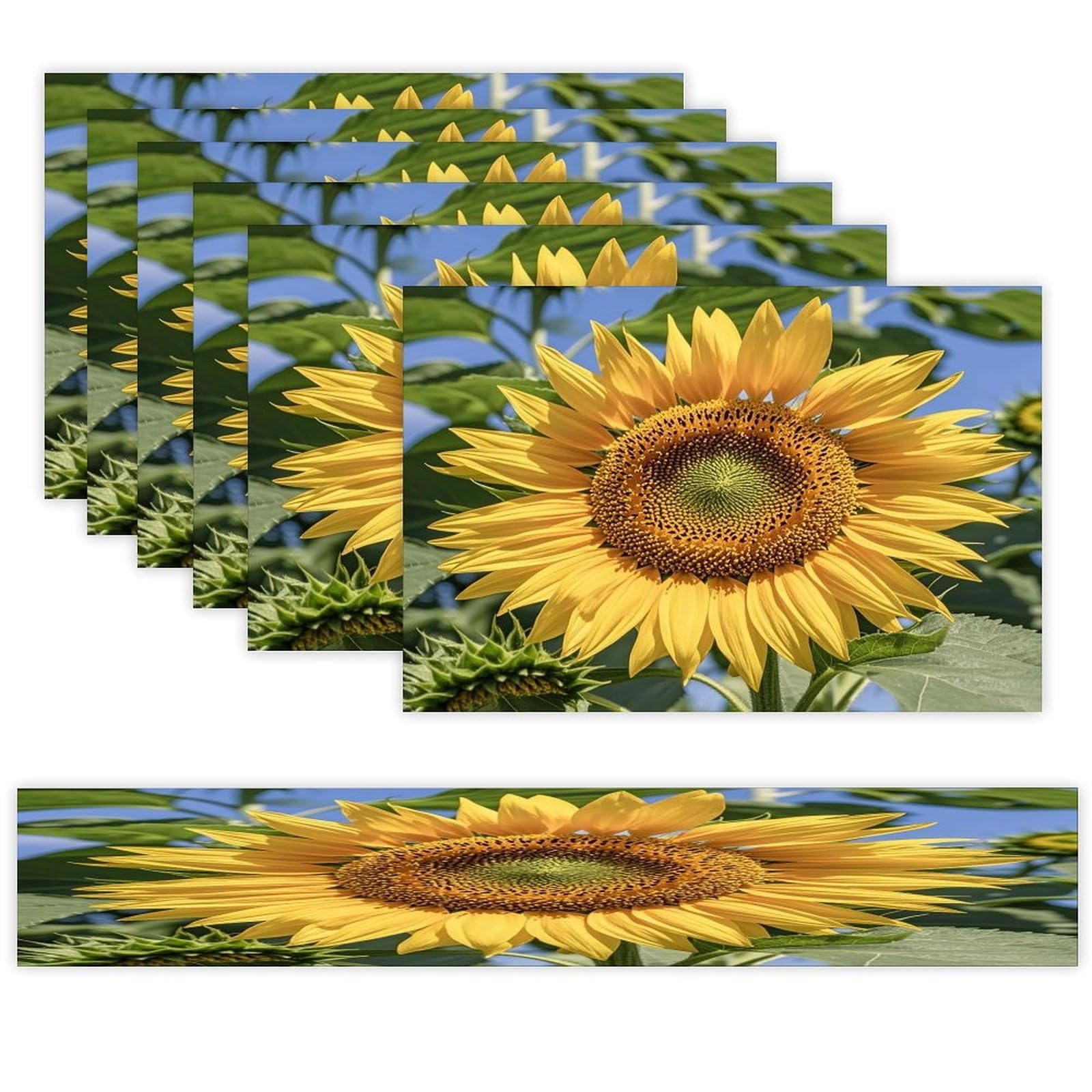 Sunflower Placemats Set of 6 and Table Runner for Holiday Party Kitchen Dining Table Decor Farmhouse Style Washable Table Mat Set Heat Resistant Linen Place Mat Sets