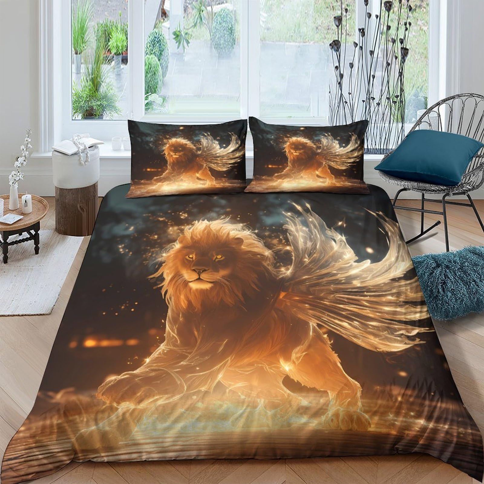 Ctjqhvkz Style-7 3D Printed Fantasy Lion Fitted Sheet Microfiber Soft Bed Cover For Bedroom Decor Dorm Mattress Protection Single（135X200cm）