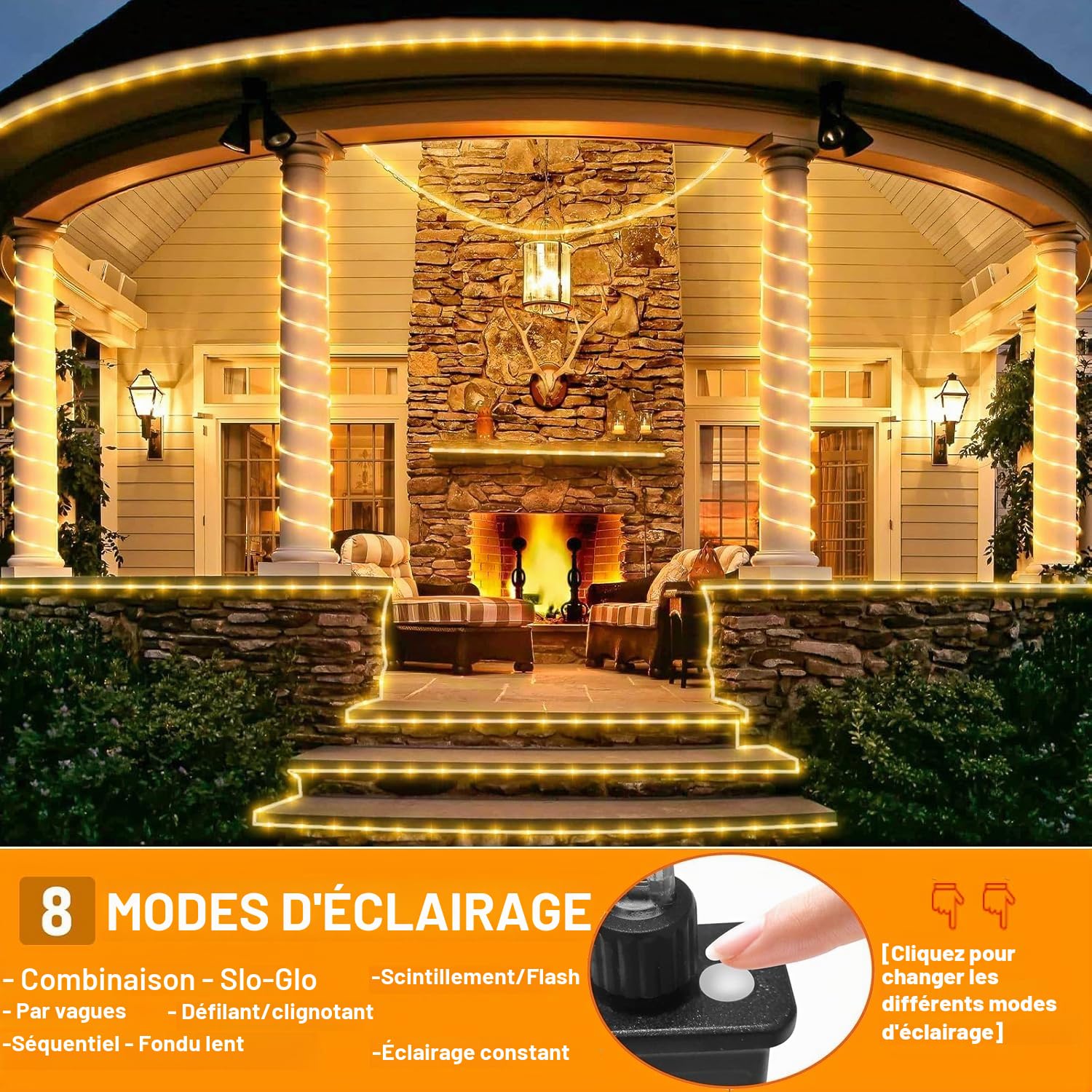 LED Tube Lumineux, 20M 200 LED Guirlande Lumineuse Tube avec Minuterie 8 Modes et Luminosité Intensité Variable Tuyau de Intérieures et Extérieures, Décoration Fête,Mariage,Noël