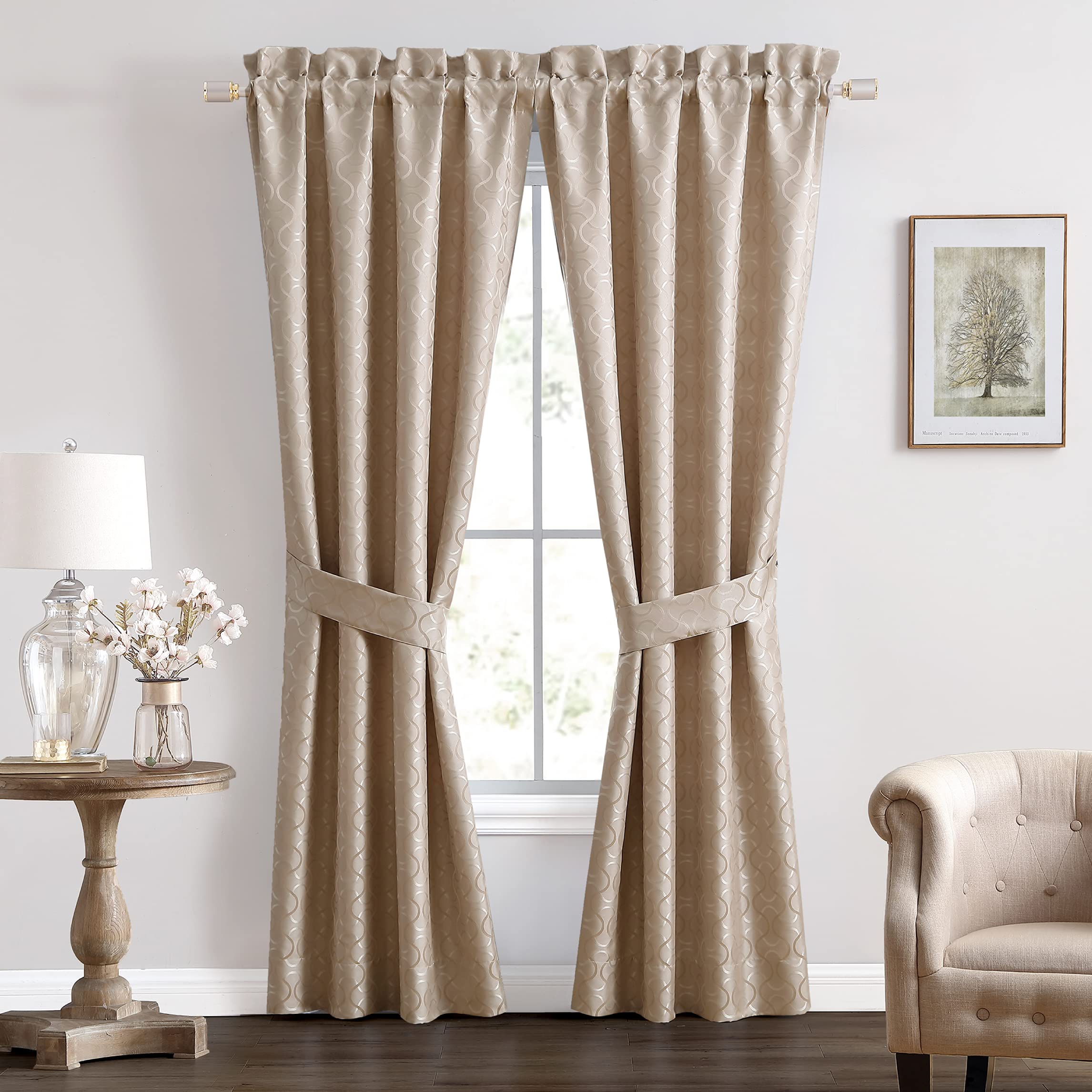 Esme Lined Pole Top Drapery 82"x84", Tan